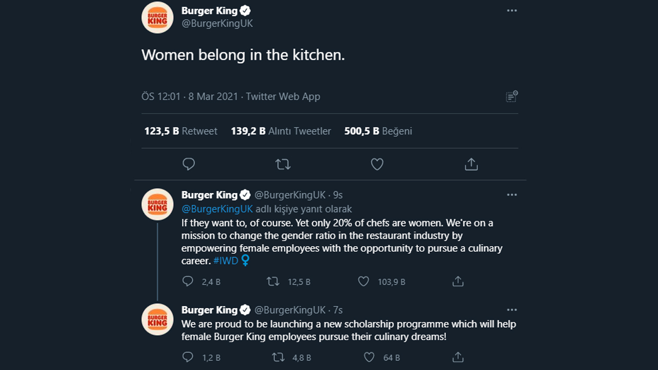 Burger King 8 Mart paylaşımı