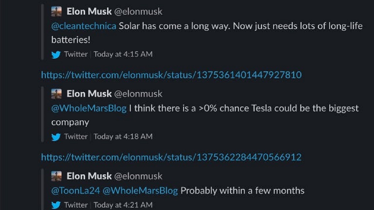 Elon Musk Tesla tweet