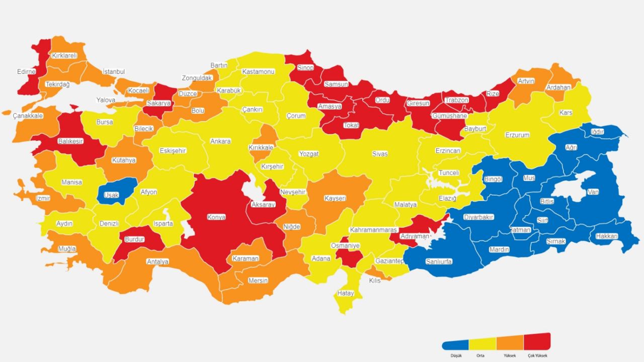 türkiye koronavirüs risk haritası