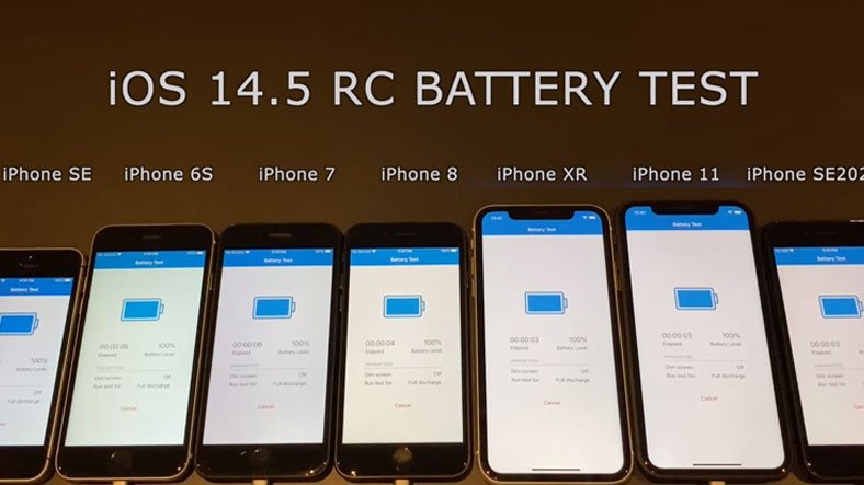 iOS 14.5 Güncellemesi Alan iPhone Modellerinin Batarya Performansları Karşılaştırıldı [Video]