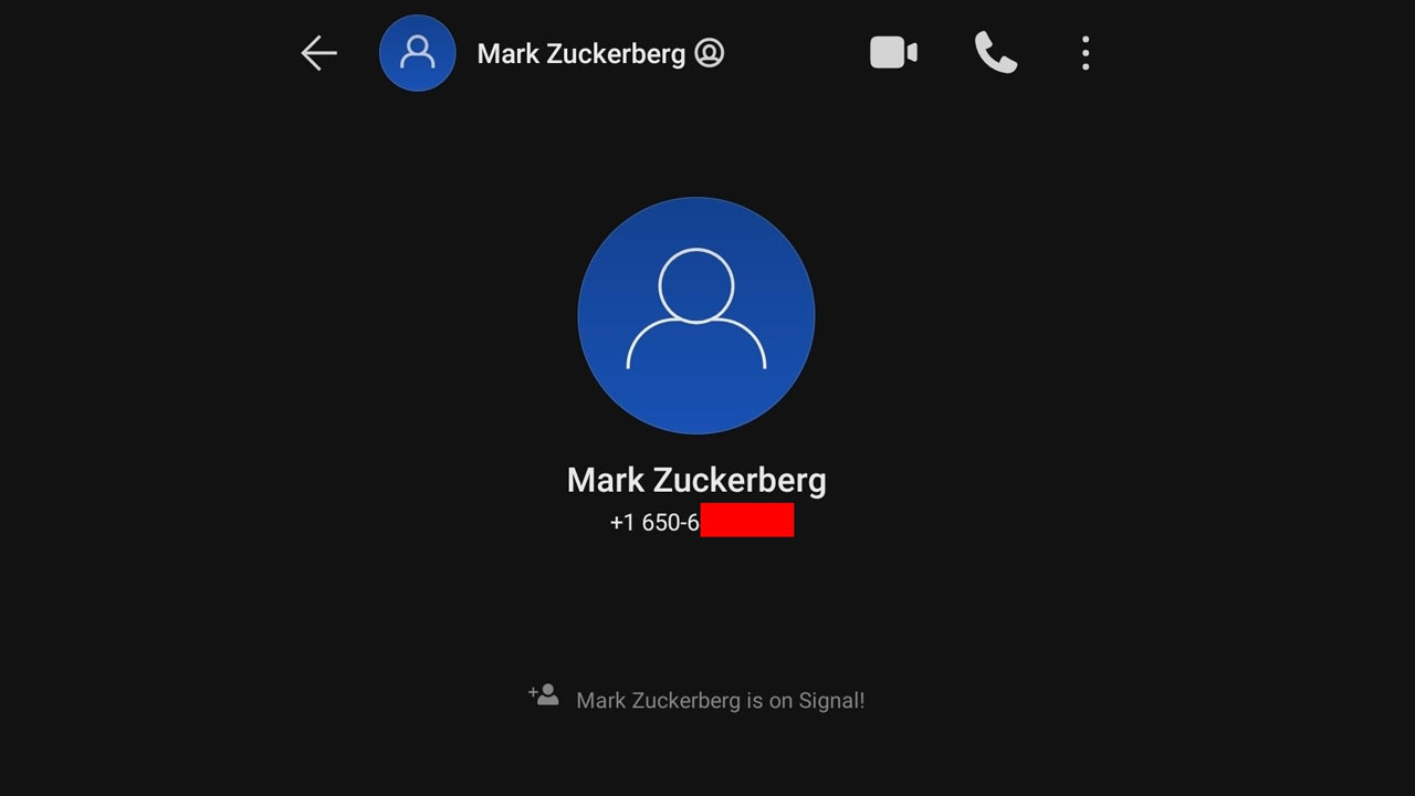 Mark Zuckerberg Signal hesabı