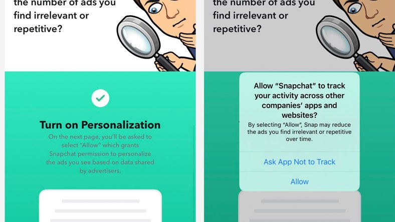Snapchat, iOS'ta Uygulama Takibi İçin Kullanıcılarından İzin Almaya Başladı