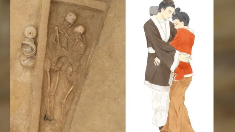 Çin'de 1500 Yıllık Bir Mezarda Birbirlerine Sarılarak Gömülmüş Aşıklar Bulundu
