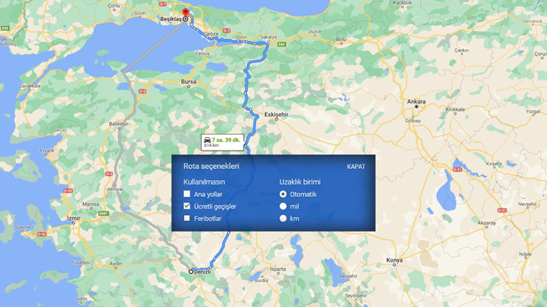 Google Haritalar'da Ücretli Yollar Nasıl Kapatılır?