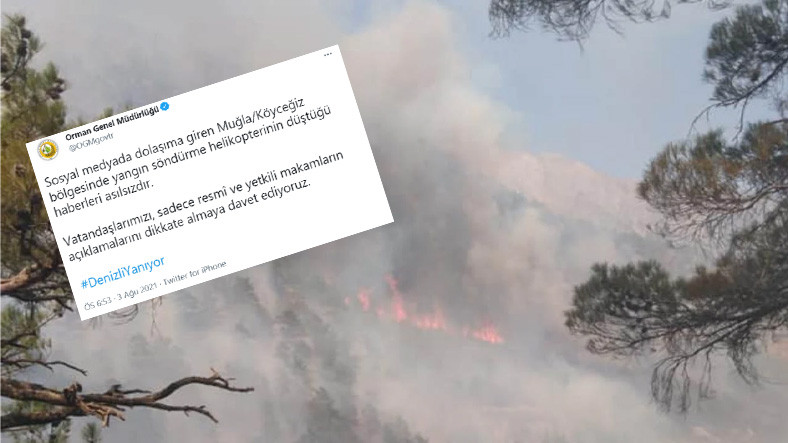 Orman Genel Müdürlüğü, Muğla'da Yangın Söndürme Helikopteri Düştüğü İddialarını Yalanladı