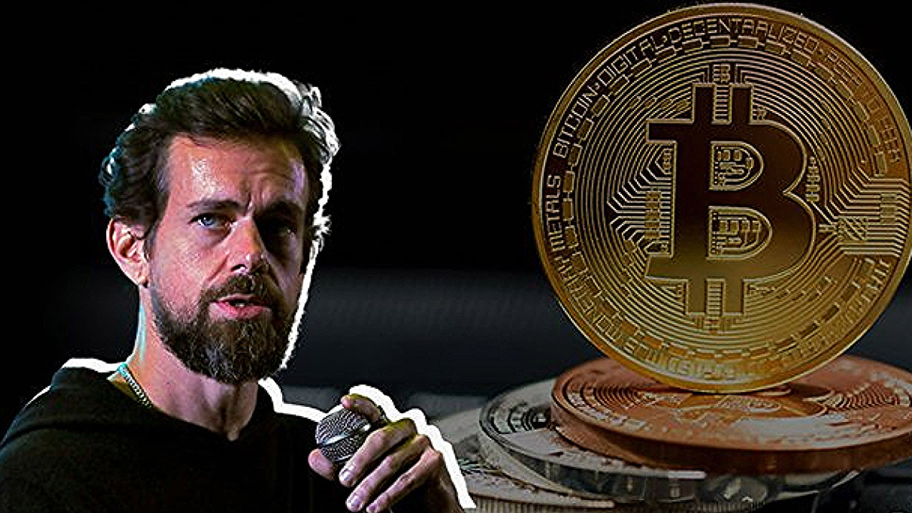 Twitter CEO'su Jack Dorsey ve bitcoin sembolü
